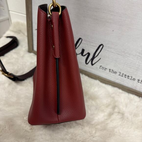 Coach Willow Convertible Colorblock Wine Red Leather Bucket Bag Purse C3766 - Picture 5 of 16